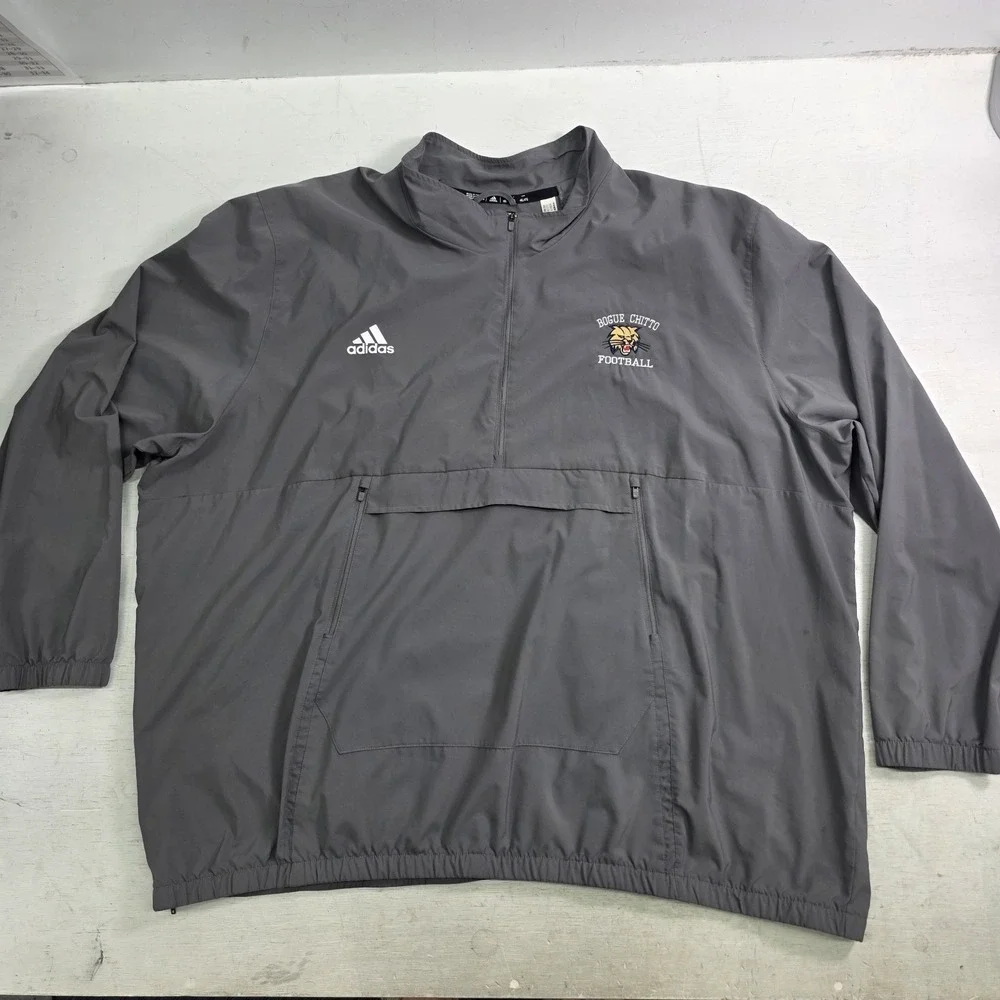 Adidas Bogue Chitto Football Pullover‎ Windbreaker Mens 4XL Gray Half Zip Jacket